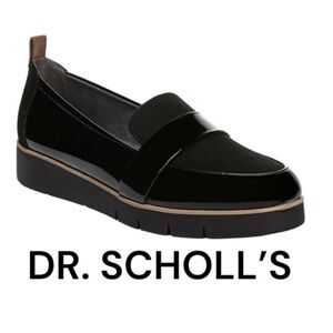 Authentic Dr. Scholl’s faux black patent designer platform loafers sz 10